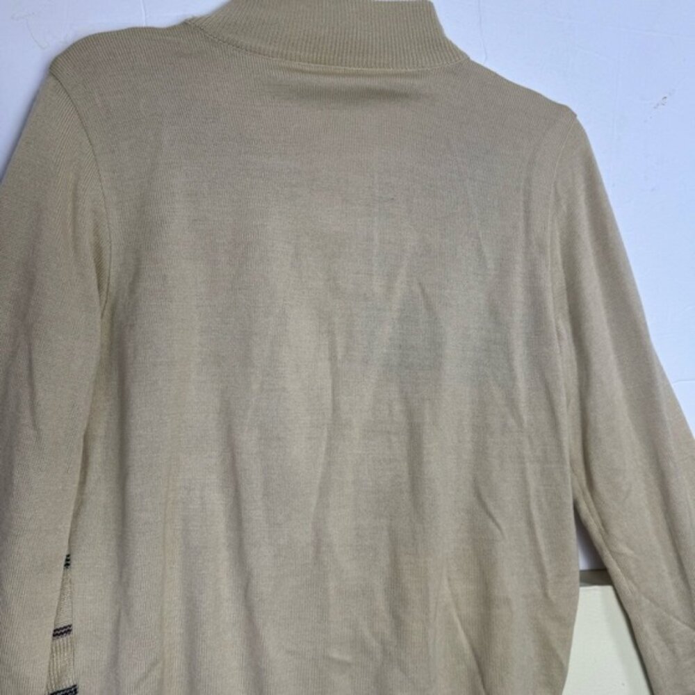 BALENCIAGA Nova‎ Check Zip Cardigan Knit Jacket Sweater Logo Neutral Tan Wool S - Picture 10 of 16